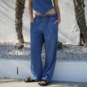 LNA Wide Leg Jeans elastic waist